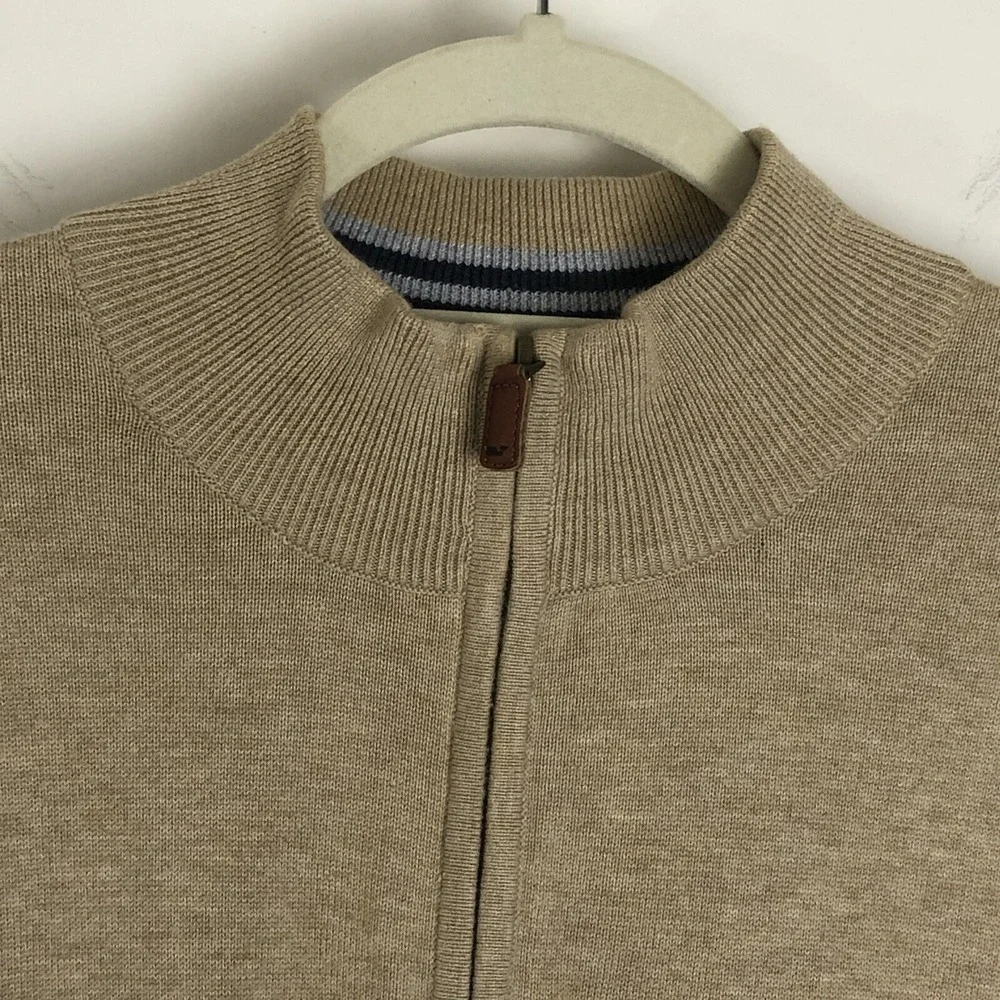 Vineyard Vines Shep & Ian 1/4 Zip Lightweight Cotton Whale Beige Sweater Medium